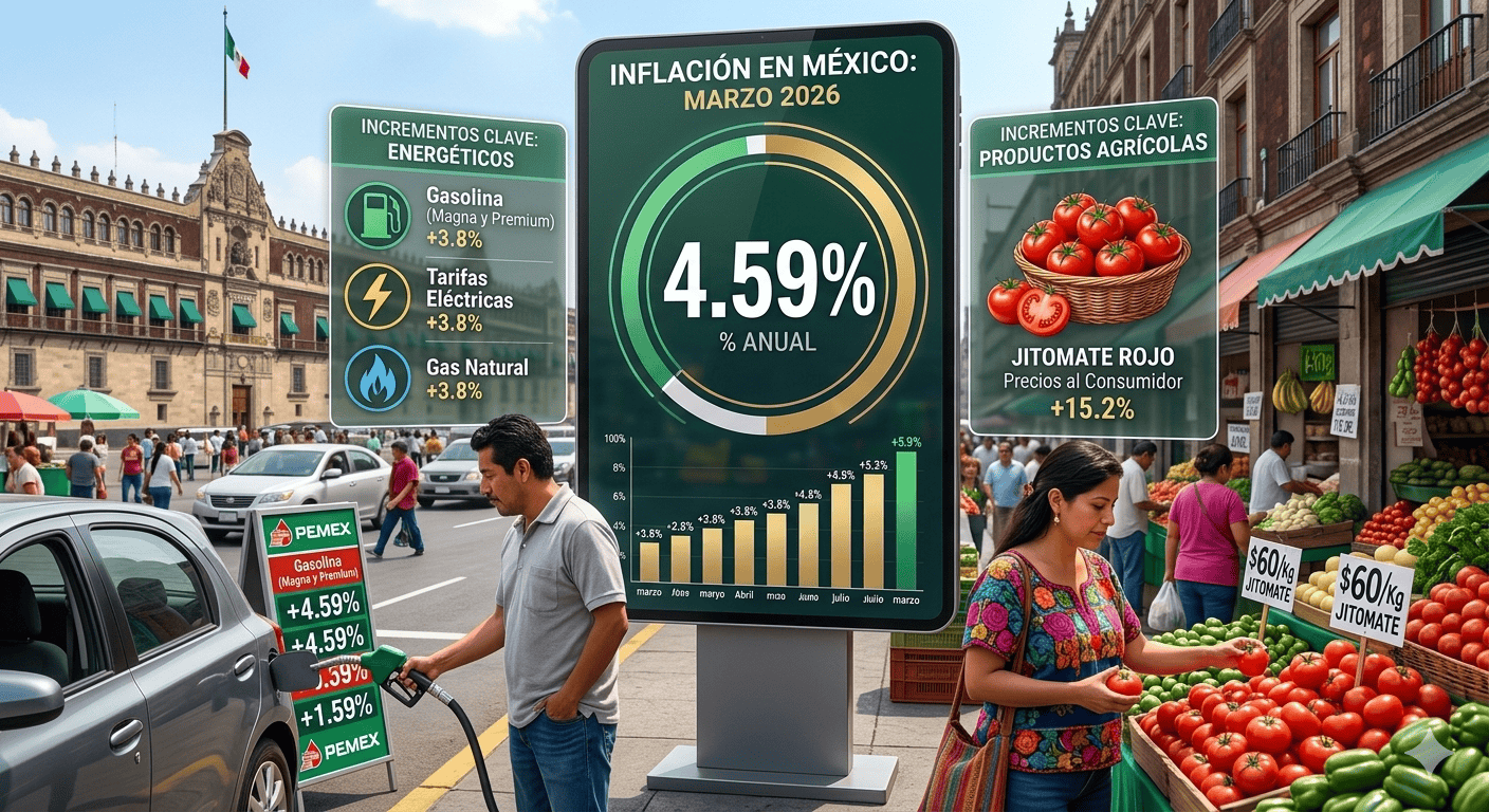 Inflación en México es 4.59% en marzo por incrementos a energéticos y jitomate