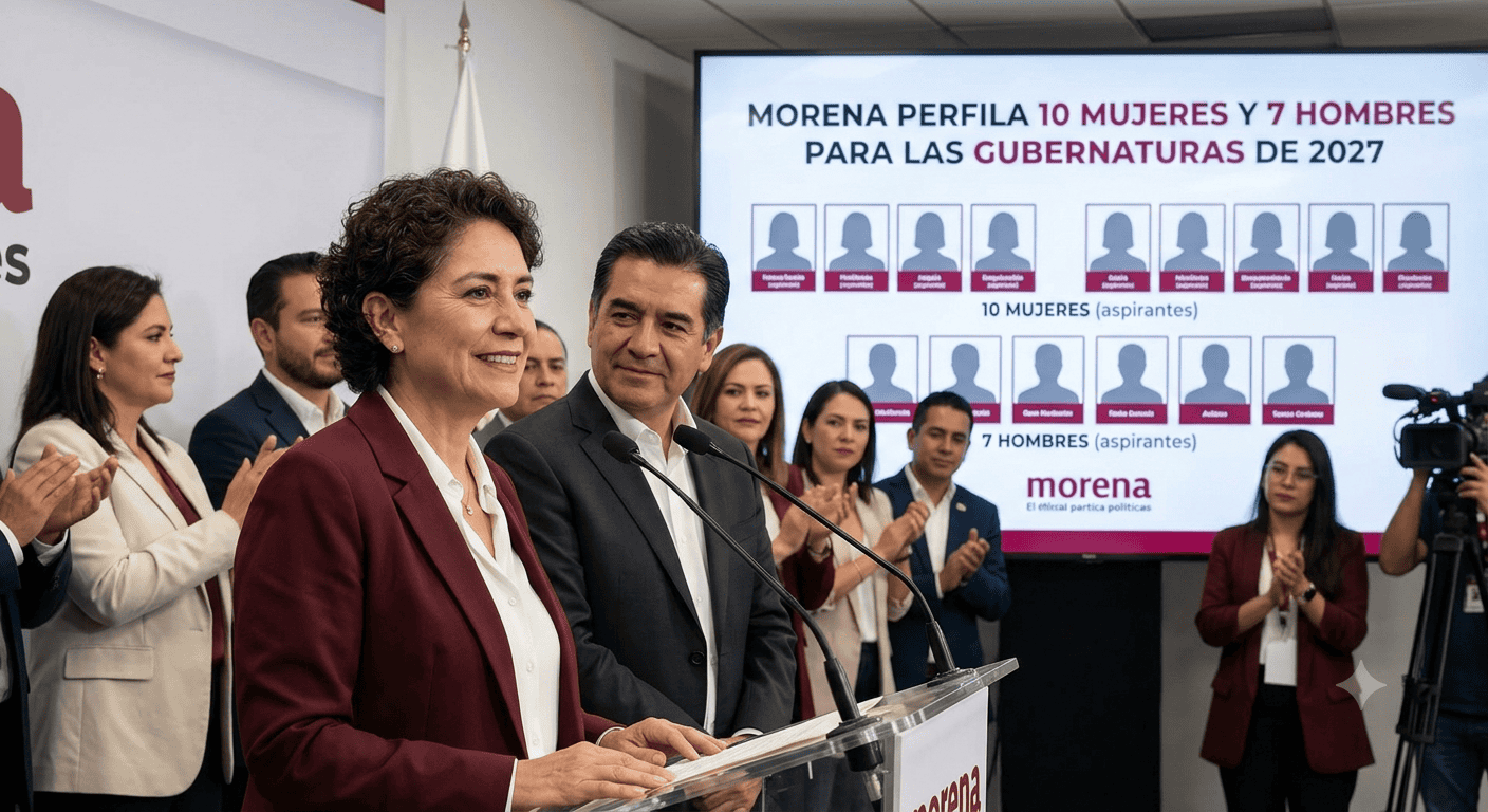 Morena perfila 10 mujeres y 7 hombres para las gubernaturas de 2027